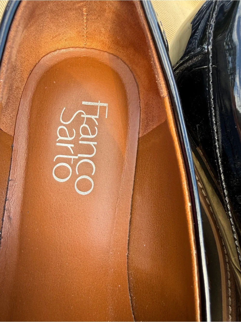Franco Sarto Black Patent Leather Tassel Loafers